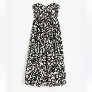 H&M Bandeau Floral Maxi Dress Black Cream S